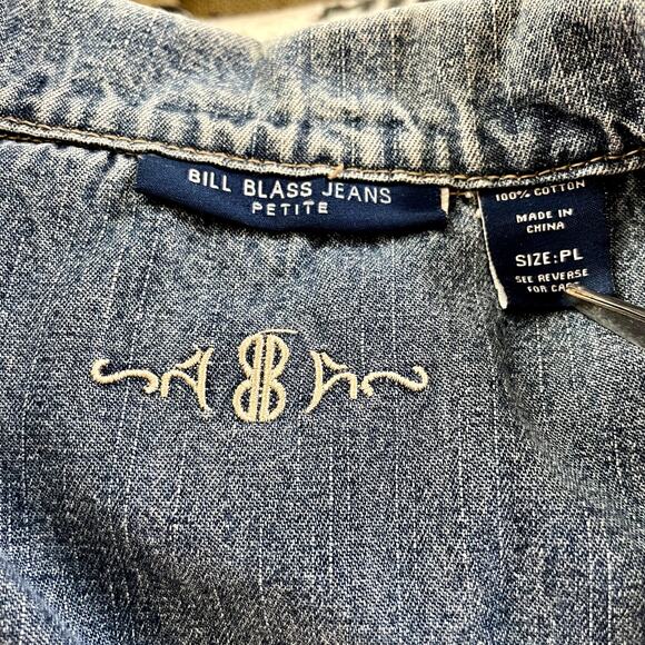 Vintage 90s Women's Bill Blass Y2K Blue Jean Denim Blazer PL - Picture 9 of 10